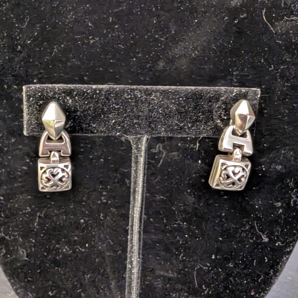 Brighton 'Tribeca' Silver Heart Scroll Dangle Earrings